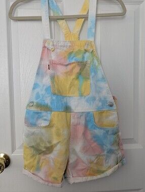 Levi's Tie-Dye Pastel Short Overalls NWT Size XS